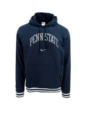 Nike Navy Penn State Pullover Hoodie with Striped Trim PSU Nittany Lions